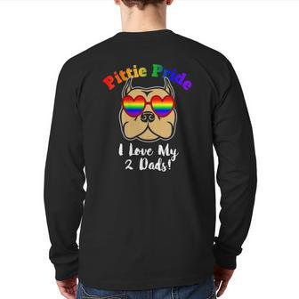 Pitbull Gay Pride I Love My 2 Dads Pittie Pride Lbgt Back Print Long Sleeve T-shirt | Mazezy