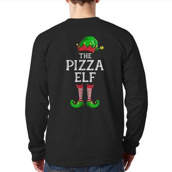 Pizza Elf Matching Family Group Christmas Party Pajama Back Print Long Sleeve T-shirt - Monsterry
