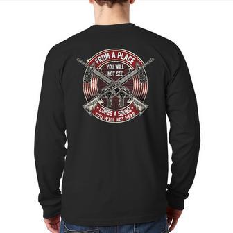 From A Place You Will Not See American Military Sharpshooter Back Print Long Sleeve T-shirt - Monsterry