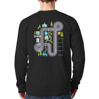 Play Cars On Daddy's Back For Dad & Kids Back Print Long Sleeve T-shirt | Mazezy