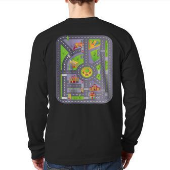 Play Cars On Daddy's Back Race Track On Back Back Print Long Sleeve T-shirt - Monsterry AU