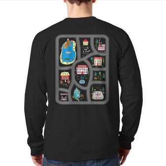 Play Cars On Dad's Back Mat Road Car Race Track Cars Back Print Long Sleeve T-shirt | Mazezy CA