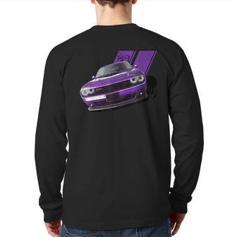 Plum Crazy Modern Muscle Car American V8 Engine Car Back Print Long Sleeve T-shirt | Mazezy
