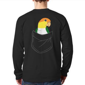Pocket White Bellied Caique Cute Parrot Birb Memes Back Print Long Sleeve T-shirt - Monsterry