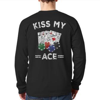 Poker Kiss My Ace Vintage Back Print Long Sleeve T-shirt - Monsterry