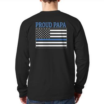 Police Officer Papa Proud Papa Back Print Long Sleeve T-shirt | Mazezy