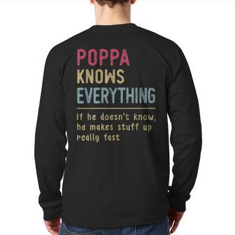 Poppa Know Everything Grandpa Back Print Long Sleeve T-shirt | Mazezy AU