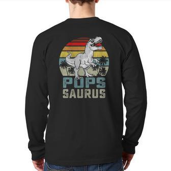 Popssaurusrex Dinosaur Pops Saurus Father's Day Back Print Long Sleeve T-shirt | Mazezy