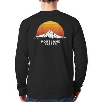 Portland Oregon Mt Hood Sunset Clean Variant Back Print Long Sleeve T-shirt - Monsterry CA