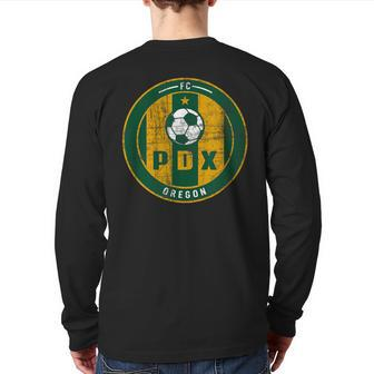 Portland Soccer Jersey Distressed Badge Original Back Print Long Sleeve T-shirt - Monsterry CA