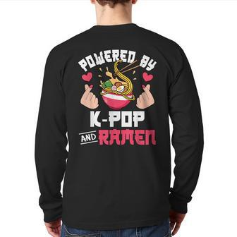 Powered By K-Pop And Ramen Cute Kpop Music Anime Lover Back Print Long Sleeve T-shirt - Monsterry