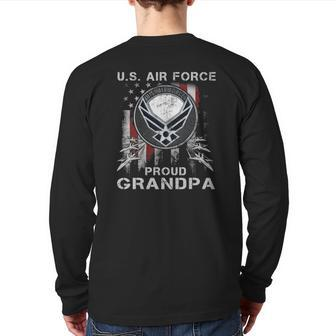 Pride Us Army I'm A Proud Air Force Grandpa Back Print Long Sleeve T-shirt | Mazezy DE