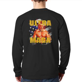Pro-Trump Trump Muscle Ultra Maga American Muscle Back Print Long Sleeve T-shirt | Mazezy