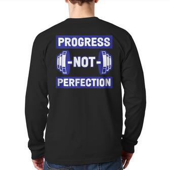 Progress Not Perfection Weightlifting Workout Exercise Gym Back Print Long Sleeve T-shirt - Monsterry AU