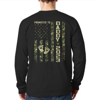 Promoted To Daddy 2023 First Time Father's Day New Dad Back Print Long Sleeve T-shirt | Mazezy