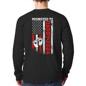 Promoted To Daddy 2024 Us American Flag New Dad First Time Back Print Long Sleeve T-shirt - Monsterry