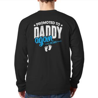 Promoted To Daddy Again 2022 It's A Boy Baby Announcement Back Print Long Sleeve T-shirt | Mazezy