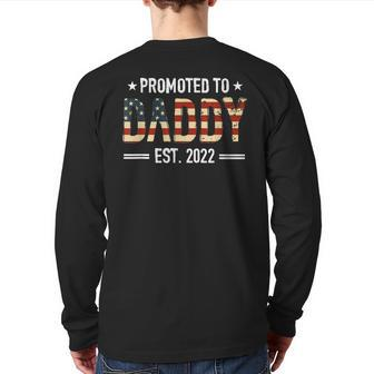Promoted To Daddy Est 2022 Us Flag New Dad To Be Back Print Long Sleeve T-shirt | Mazezy