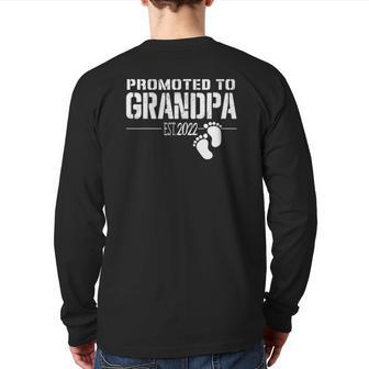 Promoted To Grandpa Est 2022 First Time Grandfather Back Print Long Sleeve T-shirt | Mazezy