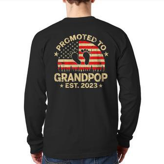 Promoted To Grandpop 2023 First Time Fathers Day New Dad Back Print Long Sleeve T-shirt | Mazezy
