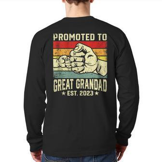 Promoted To Great Grandad Est 2023 Vintage New Dad For Dad Back Print Long Sleeve T-shirt | Mazezy