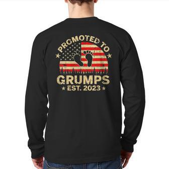 Promoted To Grumps 2023 First Time Fathers Day New Dad Back Print Long Sleeve T-shirt | Mazezy