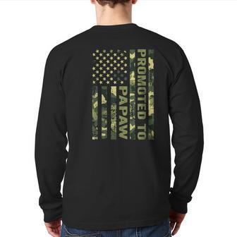 Promoted To Papaw First Time Fathers Day New Dad Back Print Long Sleeve T-shirt | Mazezy