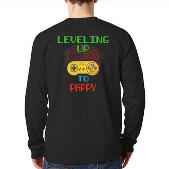 Promoted To Pappy Unlocked Gamer Leveling Up Back Print Long Sleeve T-shirt | Mazezy