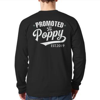 Promoted To Poppy Est 2019 New Grandpa Back Print Long Sleeve T-shirt | Mazezy