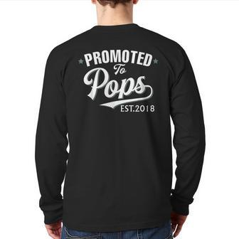 Promoted To Pops Est 2018 New Grandpa Back Print Long Sleeve T-shirt | Mazezy DE