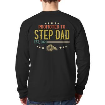 Promoted To Step Dad 2023 Vintage Soon To Be Step Dad Back Print Long Sleeve T-shirt | Mazezy