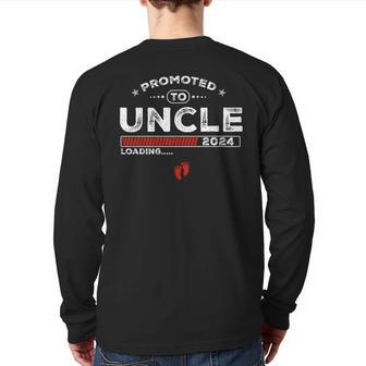 Promoted To Uncle Est 2024 Loading Soon To Be Dad Uncle Back Print Long Sleeve T-shirt | Mazezy