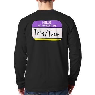 My Pronouns Are They Them Gender Nonbinary Pride Lgbt Back Print Long Sleeve T-shirt - Monsterry DE