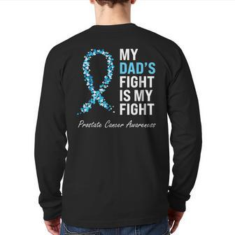 Prostate Cancer Awareness Light Blue Ribbon Dad Survivor Back Print Long Sleeve T-shirt | Mazezy