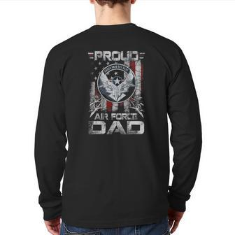 Proud Air Force Dad Military Family Father's Day Back Print Long Sleeve T-shirt | Mazezy