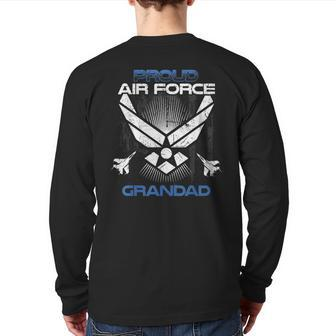 Proud Air Force Grandad Veterans Day Back Print Long Sleeve T-shirt | Mazezy