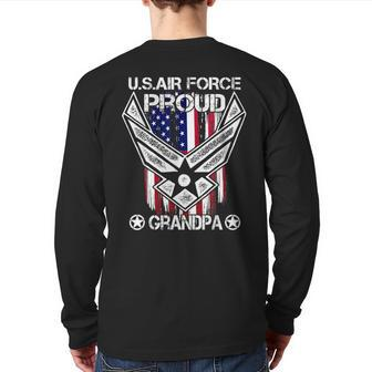 Proud Air Force Grandpa Veteran Pride Back Print Long Sleeve T-shirt | Mazezy AU