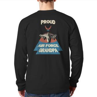 Proud Air Force Grandpa Vintage Military Family Veterans Back Print Long Sleeve T-shirt | Mazezy AU