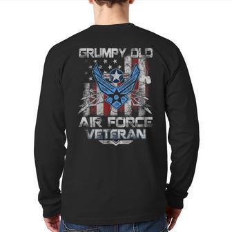 Proud Air Force Grumpy Old Veteran Military Veterans Day Men Back Print Long Sleeve T-shirt | Mazezy