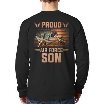 Proud Air Force Son Veteran Pride Back Print Long Sleeve T-shirt | Mazezy