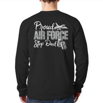 Proud Air Force Step Dad Air Force Graduation Usaf Step Dad Back Print Long Sleeve T-shirt | Mazezy AU