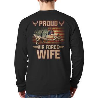 Proud Air Force Wife Veterans Day Back Print Long Sleeve T-shirt | Mazezy