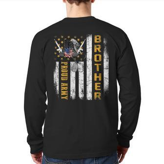 Proud Army Brother Military Pride Shirt Veteran Day Back Print Long Sleeve T-shirt | Mazezy