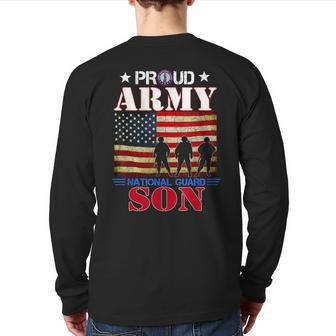 Proud Army National Guard Son Flag Veteran Back Print Long Sleeve T-shirt | Mazezy