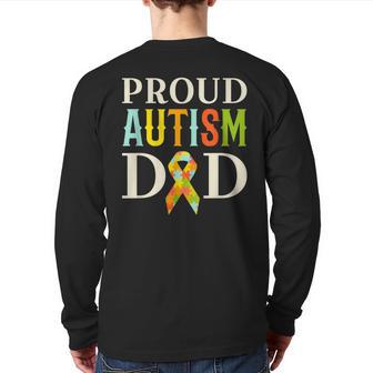 Proud Autism Dad Autism Awareness Back Print Long Sleeve T-shirt - Monsterry