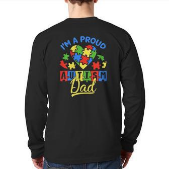 Proud Autism Dad Awareness Father Day Autistic Son Daughter Back Print Long Sleeve T-shirt | Mazezy