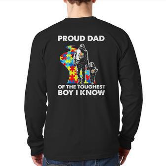 Proud Autism Dad Father And Son Autism Awareness Back Print Long Sleeve T-shirt | Mazezy