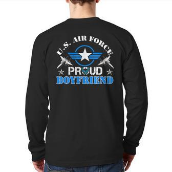Proud Boyfriend Us Air Force Usaf Veteran Back Print Long Sleeve T-shirt | Mazezy