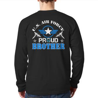 Proud Brother Us Air Force Usaf Veteran Back Print Long Sleeve T-shirt | Mazezy