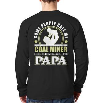 Proud Coal Miner Father Grandpa T Father's Day Back Print Long Sleeve T-shirt | Mazezy